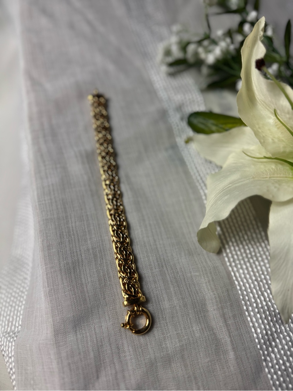 Vintage OTC 18KT Italian Gold Plated Women's Linked Chain Bracelet Toggle Clasp - Picture 13 of 16